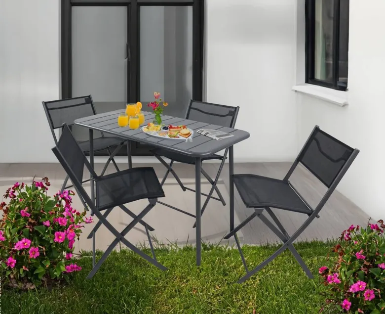 VCM Gartensitzgruppe Sumila schwarz Stahl B/H/L: ca. 45x79x46 cm