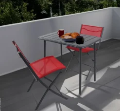 VCM Gartensitzgruppe Sumila rot Stahl B/H/L: ca. 80x72x55 cm