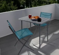 VCM Gartenstuhl 2er Set blau Stahl B/H/L: ca. 45x79x46 cm