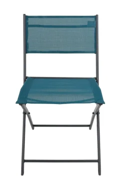 VCM Gartenstuhl 2er Set blau Stahl B/H/L: ca. 45x79x46 cm