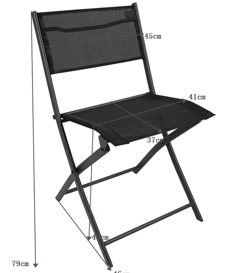 VCM Gartenstuhl 2er Set blau Stahl B/H/L: ca. 45x79x46 cm