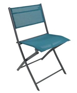 VCM Gartenstuhl 2er Set blau Stahl B/H/L: ca. 45x79x46 cm