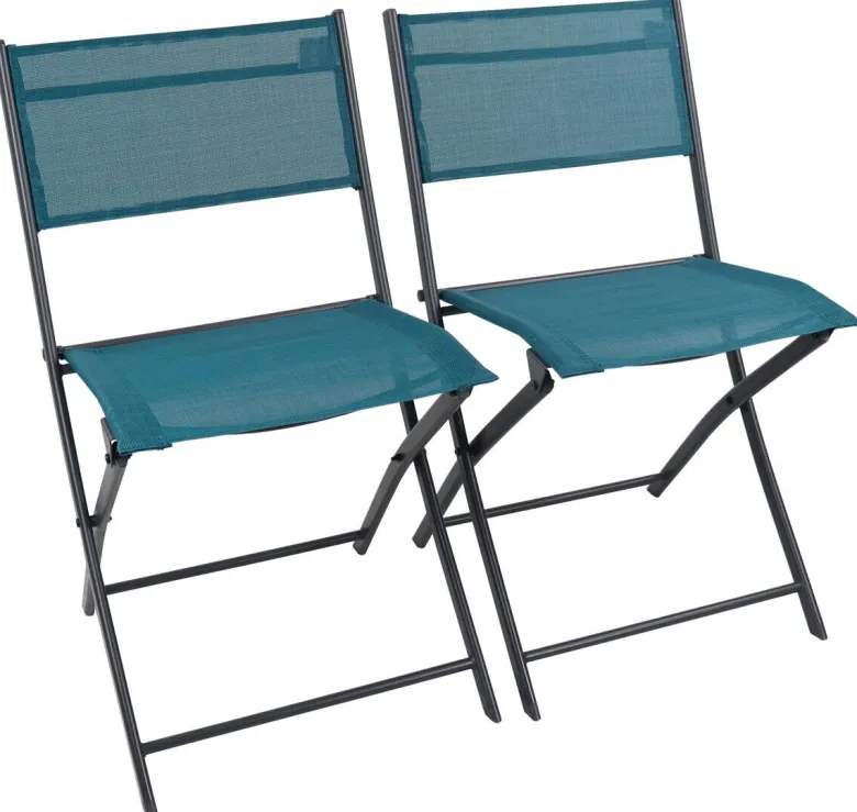 VCM Gartenstuhl 2er Set blau Stahl B/H/L: ca. 45x79x46 cm