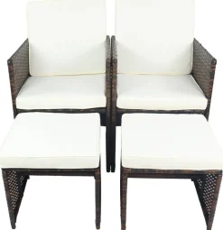 VCM Gartenstuhl 4er Set braun Rattan B/H/L: ca. 53x84x53 cm