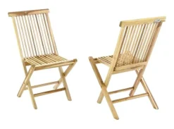 VCM Gartenstuhl 2er Set braun Teakholz B/H/T: ca. 46x89x62 cm