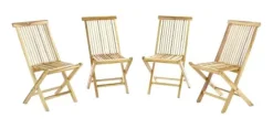 VCM Gartenstuhl 4er Set braun Teakholz B/H/T: ca. 46x89x62 cm