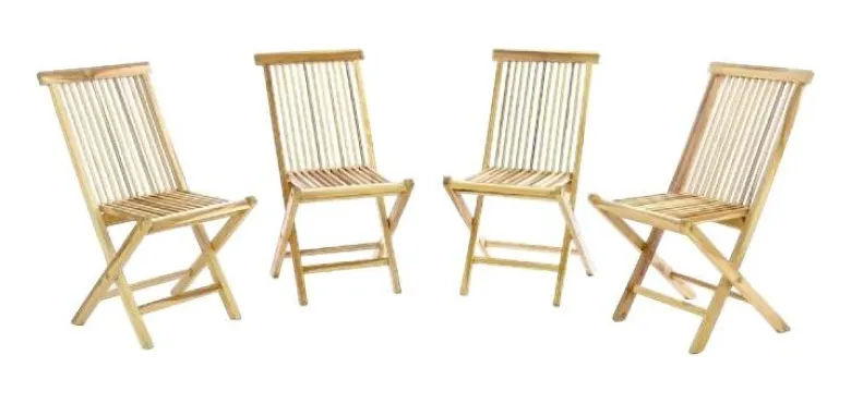 VCM Gartenstuhl 4er Set braun Teakholz B/H/T: ca. 46x89x62 cm