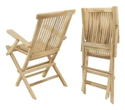 VCM Gartenstuhl 4er Set braun Teakholz B/H/T: ca. 57x89x62 cm