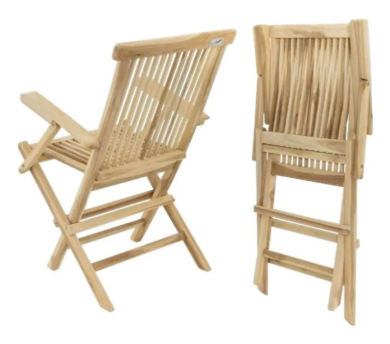 VCM Gartenstuhl 4er Set braun Teakholz B/H/T: ca. 57x89x62 cm