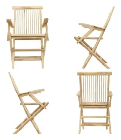VCM Gartenstuhl 4er Set braun Teakholz B/H/T: ca. 57x89x62 cm