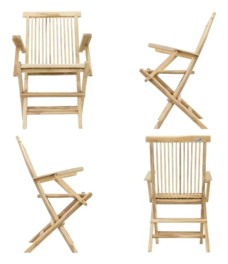 VCM Gartenstuhl 4er Set braun Teakholz B/H/T: ca. 57x89x62 cm