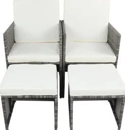 VCM Gartenstuhl 4er Set grau Rattan B/H/L: ca. 53x84x53 cm