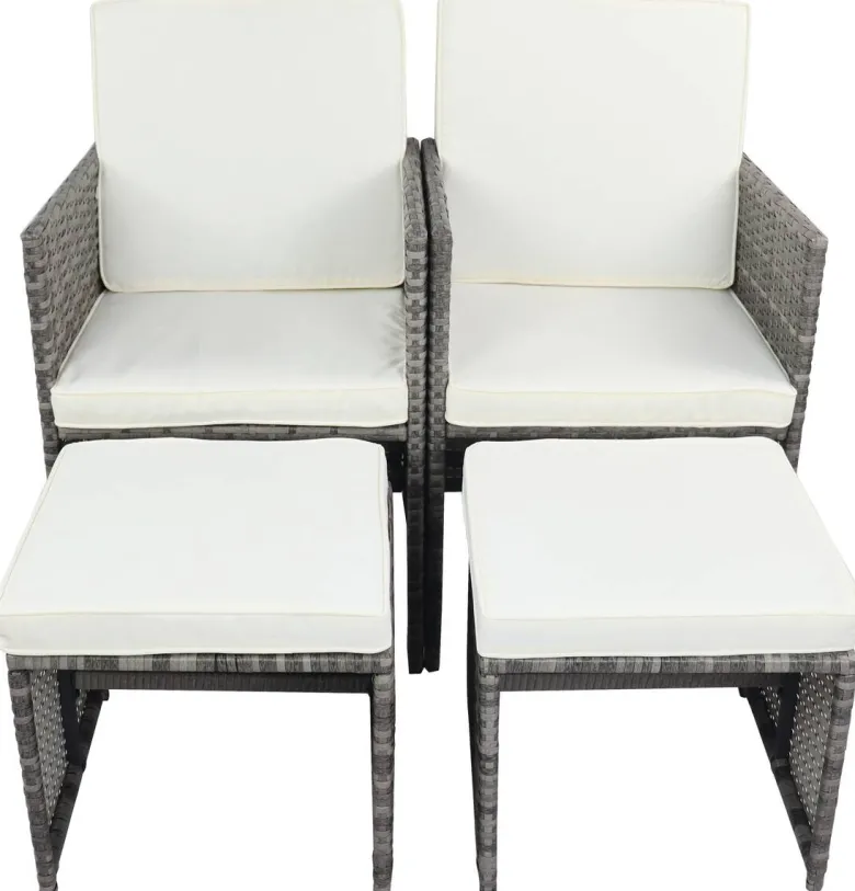 VCM Gartenstuhl 4er Set grau Rattan B/H/L: ca. 53x84x53 cm