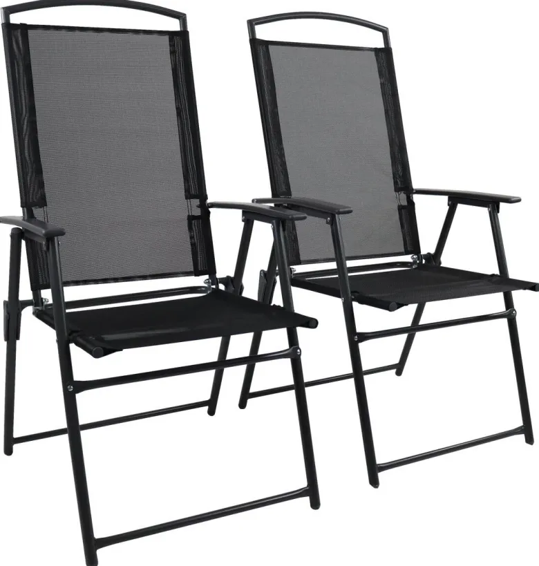 VCM Gartenstuhl-Set anthrazit Aluminium B/H/T: ca. 61x105x56 cm