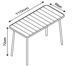 VCM Gartentisch Sumila schwarz Metall B/H/L: ca. 110x72x55 cm