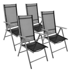 VCM Klappsessel 4er Set schwarz Aluminium B/H/T: ca. 56x105x65 cm