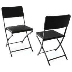 VCM Klappstuhl-Set schwarz Polyrattan B/H/T: ca. 40x80x38 cm