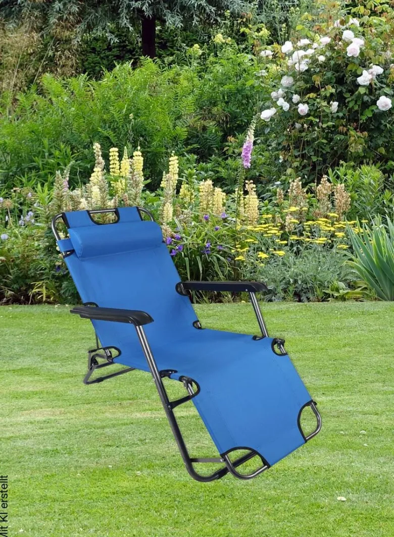 VCM Relaxliege Maltosa blau Stahl