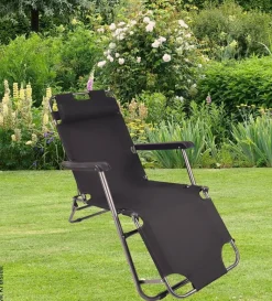 VCM Relaxliege Maltosa schwarz Stahl
