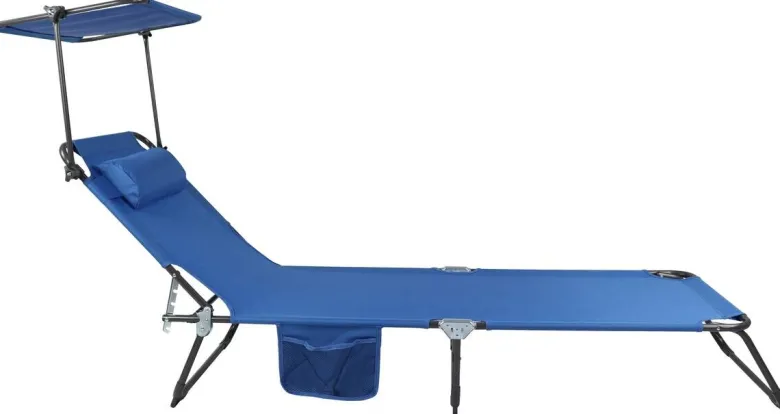 VCM Sonnenliege Bindox blau Stahl B/H/L: ca. 55x24x185 cm