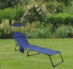 VCM Sonnenliege Bindox blau Stahl B/H/L: ca. 55x24x185 cm