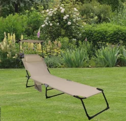 VCM Sonnenliege Bindox creme Textilene B/H/L: ca. 55x24x185 cm