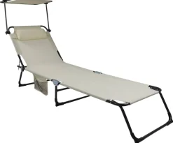 VCM Sonnenliege Bindox creme Textilene B/H/L: ca. 55x24x185 cm