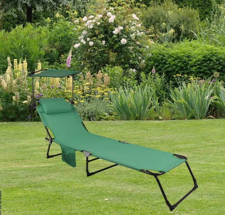 VCM Sonnenliege Bindox grün Stahl B/H/L: ca. 55x24x185 cm