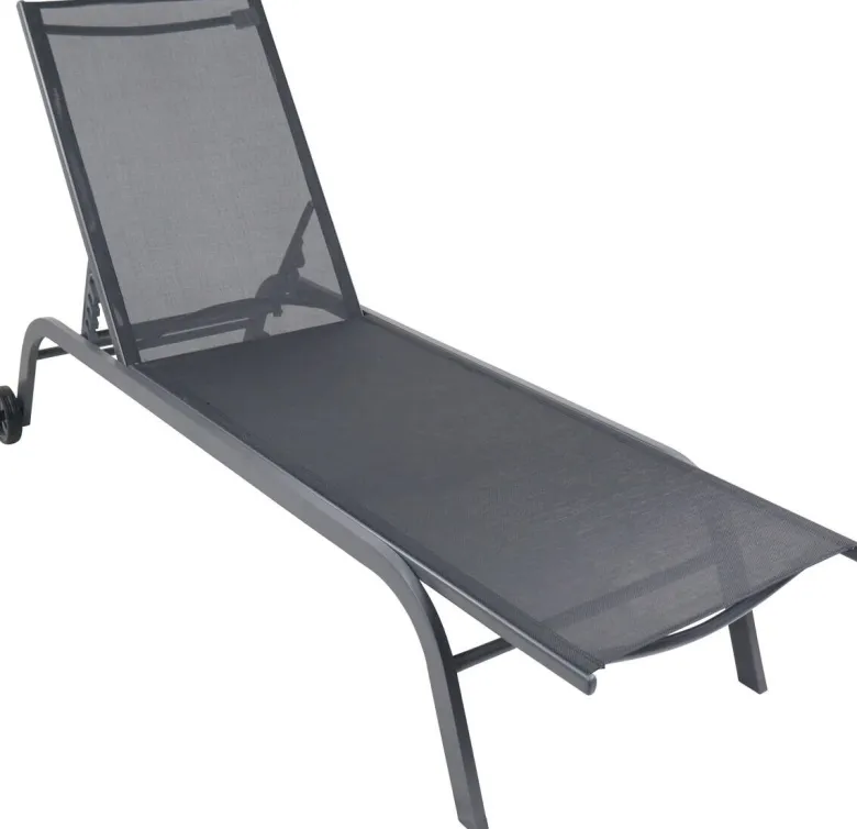 VCM Sonnenliege Sonlas schwarz Stahl B/H/L: ca. 58x32x192 cm
