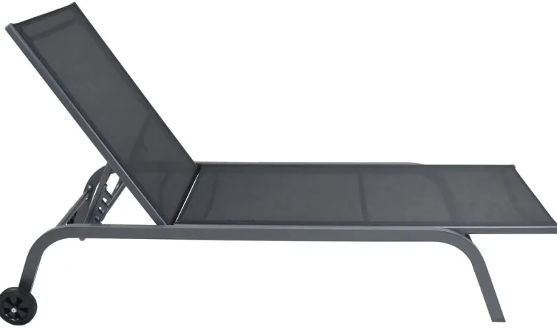 VCM Sonnenliege Sonlas schwarz Stahl B/H/L: ca. 58x32x192 cm