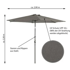 VCM Sonnenschirm anthrazit Polyester-Mischgewebe H/D: ca. 230x290 cm