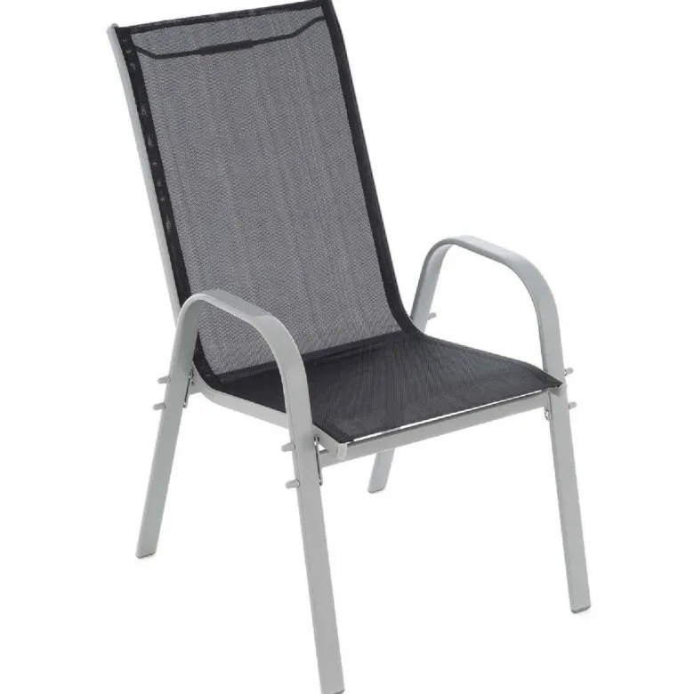 VCM Stapelsessel 4er Set schwarz Textilene B/H/T: ca. 55x93x58 cm
