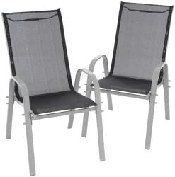 VCM Stapelsessel-Set hellgrau Textilene B/H/T: ca. 55x93x58 cm