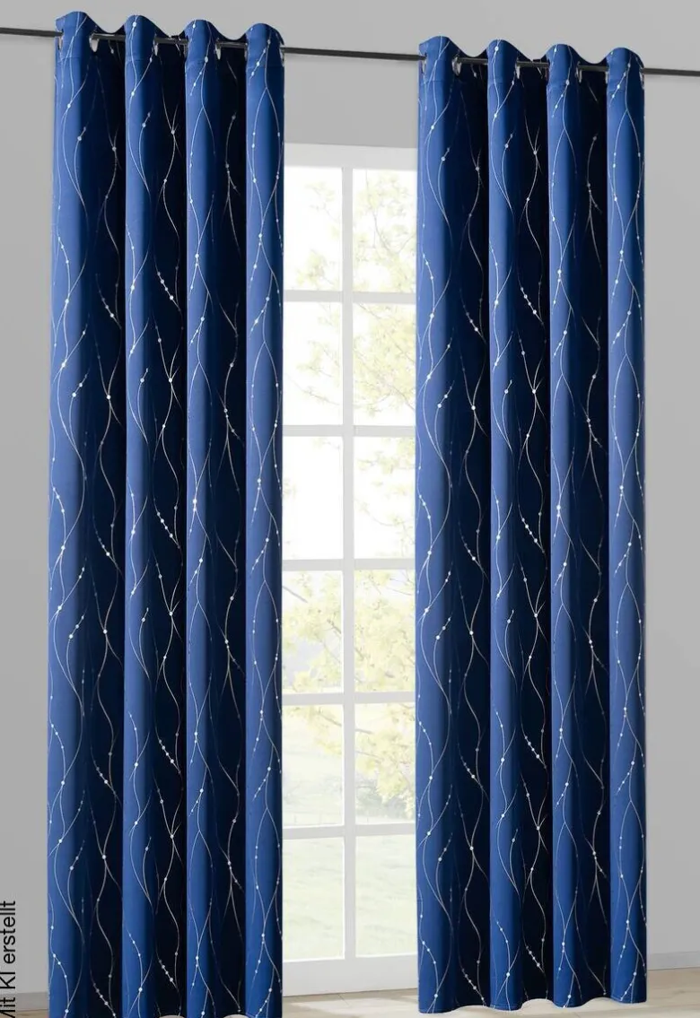 Verdunklungsvorhang Napoli blau B/L: ca. 135x245 cm