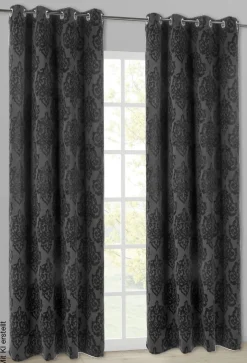 Verdunklungsvorhang Ornament schwarz B/L: ca. 135x245 cm