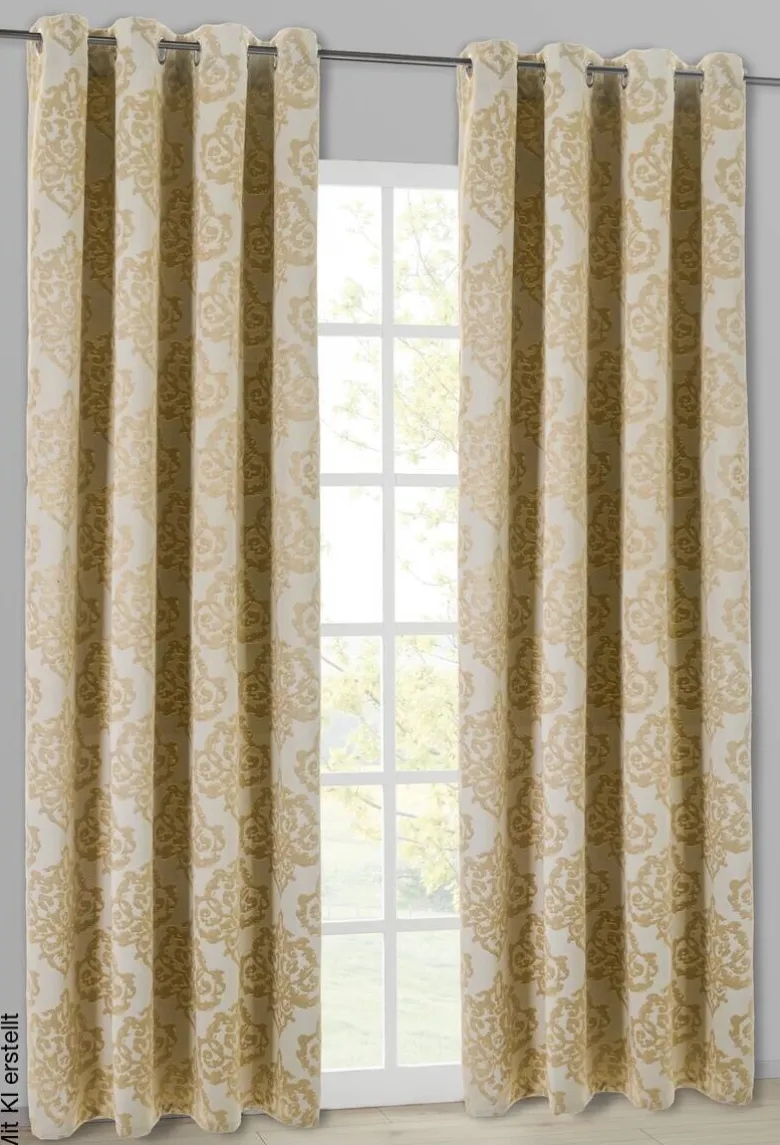 Verdunklungsvorhang Ornament champagner B/L: ca. 135x245 cm