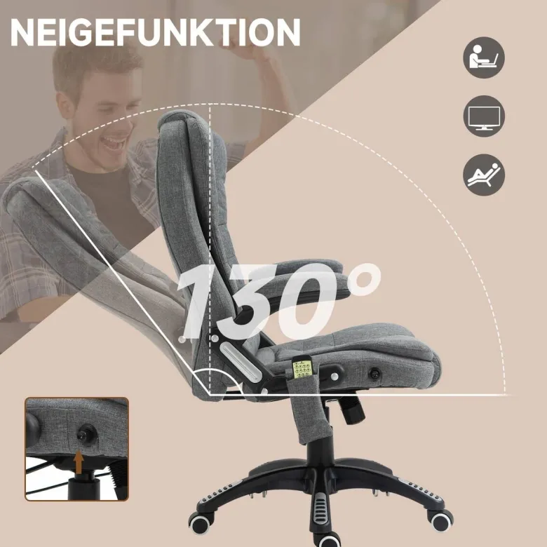 Vinsetto Massagestuhl dunkelgrau B/H/L: ca. 72x68x120 cm