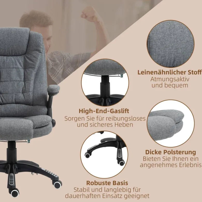 Vinsetto Massagestuhl dunkelgrau B/H/L: ca. 72x68x120 cm