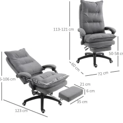 Vinsetto Massagestuhl MH921-232GY grau Schaumstoff Nylon B/H/T: ca. 70x130x62 cm