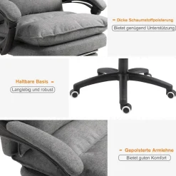 Vinsetto Massagestuhl MH921-232GY grau Schaumstoff Nylon B/H/T: ca. 70x130x62 cm
