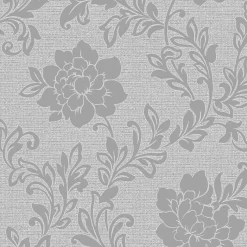 Vinyltapete Blumenranke grau dunkelgrau B/L: ca. 53x1005 cm