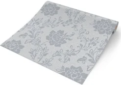 Vinyltapete Blumenranke grau dunkelgrau B/L: ca. 53x1005 cm