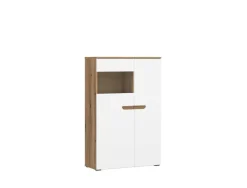 Vitrine Alana Eiche Evoke Coast Nachbildung weiß Hochglanz B/H/T: ca. 82x129x38 cm