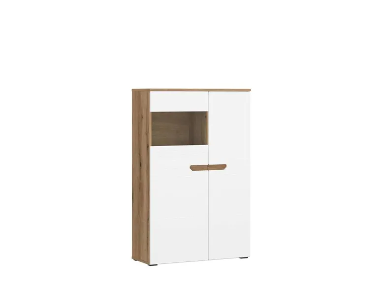 Vitrine Alana Eiche Evoke Coast Nachbildung weiß Hochglanz B/H/T: ca. 82x129x38 cm