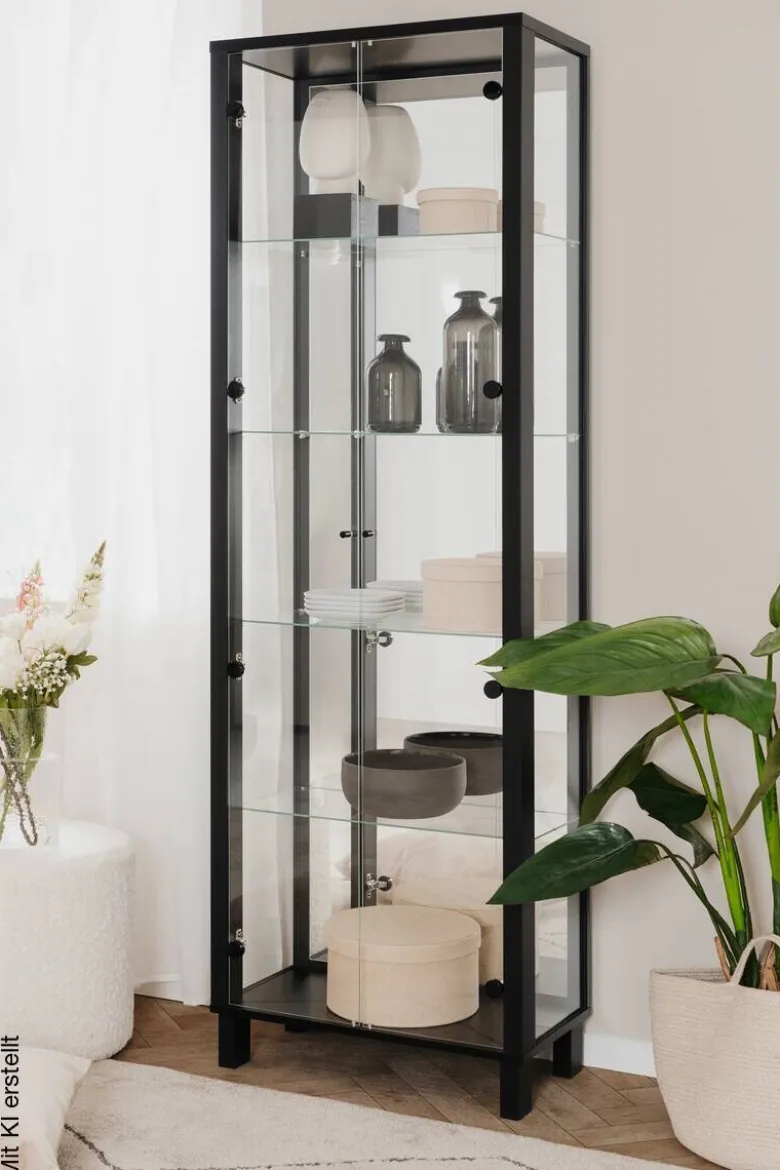 Vitrine Albi schwarz B/H/T: ca. 62x189x33 cm