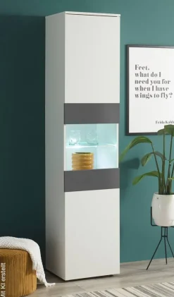 Vitrine Alex weiß Graphit B/H/T: ca. 45x195x37 cm