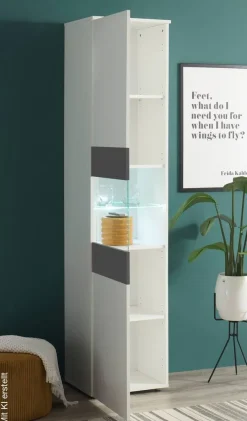 Vitrine Alex weiß Graphit B/H/T: ca. 45x195x37 cm