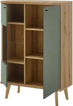 Vitrine Alva Eiche Evoke Coast Nachbildung salbei B/H/T: ca. 90x134x40 cm