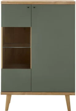 Vitrine Alva Eiche Evoke Coast Nachbildung salbei B/H/T: ca. 90x134x40 cm