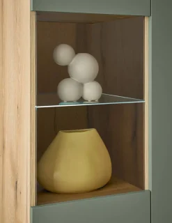 Vitrine Alva Eiche Evoke Coast Nachbildung salbei B/H/T: ca. 90x134x40 cm